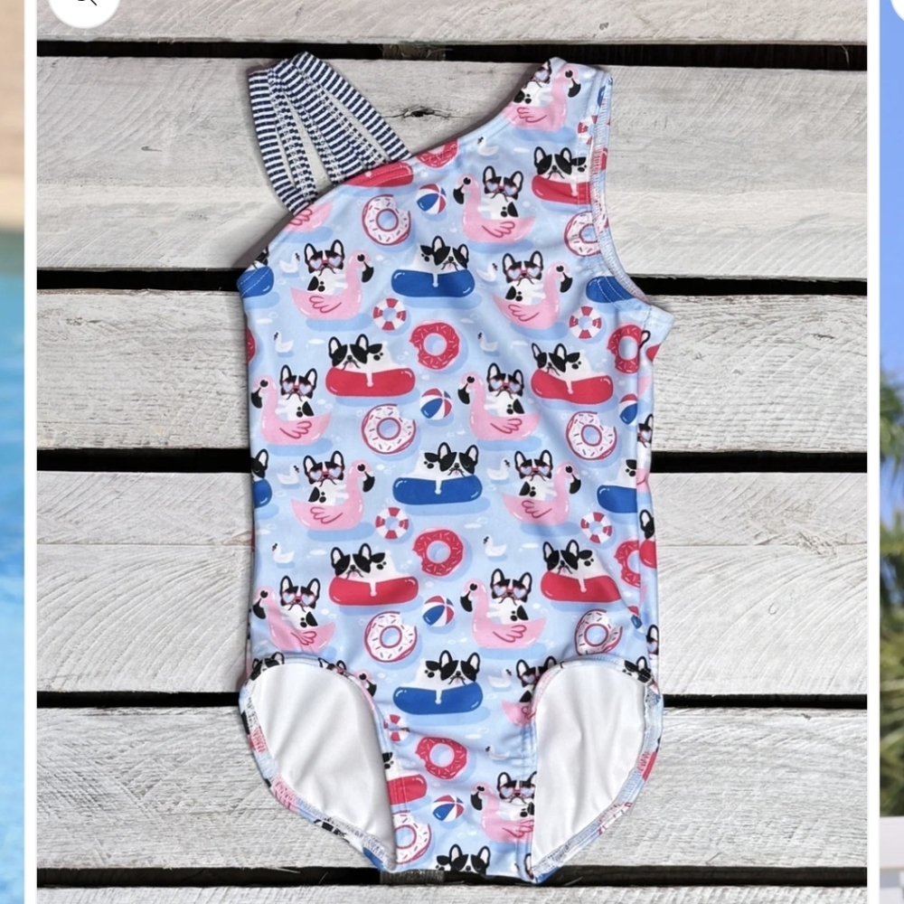 Pool Pups One-Shoulder Swimsuit,Girls Swimsuit, Girls One Piece Bathing Suit